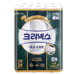 크리넥스 데코소프트 와이드 3겹 30m 24롤 x1개 부케향 화장지