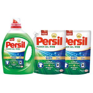퍼실 파워젤 드럼/일반 겸용 액체세제, 2.7L, 1개 + 리필, 1.8L, 2개
