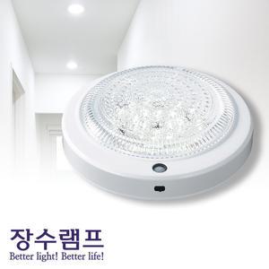 우리조명 장수램프 15W 원형 센서등 직부등 아이스 주광색 5700K 현관 복도 계단