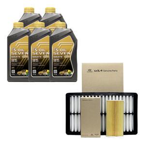 올뉴싼타페MX5 하이브리드 엔진오일 에스오일 세븐골드 0W20 5리터 순정 필터 세트