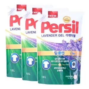 퍼실 딥클린 파워젤 라벤더 세탁세제 겸용 리필 1.5L 3개