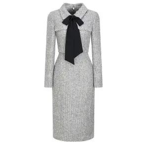 [JJ지고트](신세계 사우스시티)배색 타이 재킷 H라인 원피스GPAM0OP921