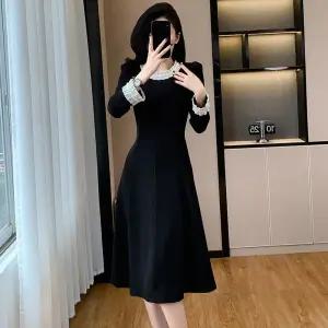 여성패션 겨울 원피스 그라데이션 프렌치 엘레강스 헵번느낌 슬림핏 긴팔 추동 롱 A라인 힛템