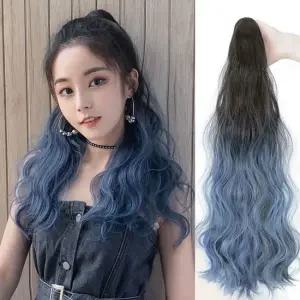 그라데이션 컬러 포니테일 헤어피스 묶음머리 집게핀