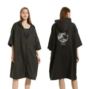 비치가운 다이빙판초 서핑 잠수복 해변 망토 타올 지퍼 블랙 프리 사이즈