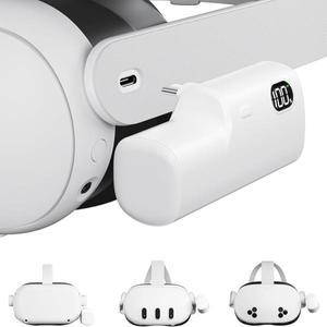 메타 퀘스트 3/3S 및 오큘러스 2용 배터리 팩 5000mAh 확장 충전기 VR 액세서리 헤드셋 파워 뱅크