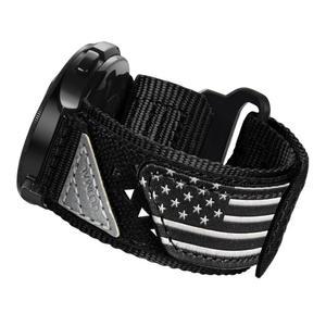 갤럭시 워치 7 6 5 4 FE 40mm 44mm / 클래식 43mm 47mm 프로 45mm 42mm 46mm, 20mm 나일론 조절 가능한 남성용 스포츠 스트랩 블랙 USA 플래그, L 과 호환됩니다