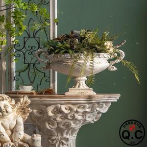 빈티지 프랑스 정원 항아리 | 앤티크 화이트 장식 화분 바로크 유럽 스타일 홈 및 파티오