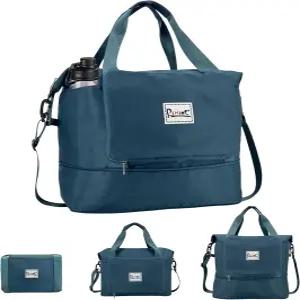 여러 개의 포켓이 있는 접이식 여행용 더플백 여성용 40L 확장형 위켄더백 물병 홀더가 헬스장 토트에 밤새