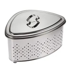 스테인레스 싱크대 삼각 코너 음식물쓰레기통 뚜껑형 음식물쓰레기함