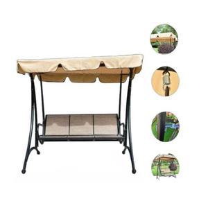 2인용 철제 그네 의자 마차형 공원 베란다 흔들 블랙 패브릭 가림막 정원용 흔들의자