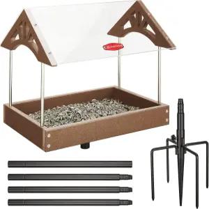 금속 메쉬 트레이 킹야드 대형 플랫폼 버드 피더 날씨 보호 탑 폴 마운트 5파운드 시드 용량 브라운