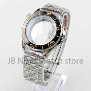 NH35 41mm 실버 시계 케이스 솔리드 316L 스테인레스 스틸 방수 맞춤 Seamaster 300 자동식 무브먼트 다이