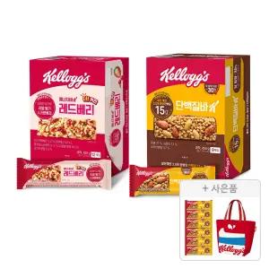 켈로그 에너지바 K 레드베리 420g(35g, 12입), 1개 + 단백질바 K 450g(50g, 9입), 1개 +증정(단백질바K 50g,6개 + 리유저블백 빨강 ,1개 )