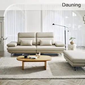 [다우닝]플랫 3.5인 스윙 전체 천연가죽 소파+스툴