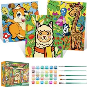 4-8세 를 위한 숫자별 여섯 번째 스페이스 페인팅 초급 액자 미리 인쇄된 아크릴 유화 캔버스(8x10 8x9