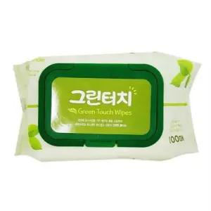 물티슈 100매+30개 그린터치 캡형 한박스세트 WF076BC
