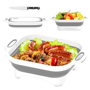 접이식 도마, 하이 닝거 캠핑 주방 필수품용 다기능 야채 세척 바구니 실리콘 식기 욕조 / bbq 준비 rv 액세서리