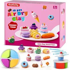 들을 위한 에어 드라이 모델링 클레이 12가지 디저트 공예 모델 매직 조각 도구 및 튜토리얼이 포함된 키트