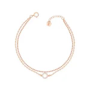 14K 라운드 볼 큐빅 체인 로즈골드 두줄 체인 금 팔찌