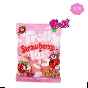 해외젤리 딸기맛 트롤리 키스 젤리 사탕 간식 베리 100gx10개