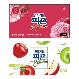 피죤 건조기용 드라이시트, 플라워페스티벌, 120매, 1개 + 애플밤, 120매, 1개