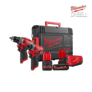 밀워키 M12 FPP2A2-5252X GEN3 충전 해머 전동드릴 임팩 드라이버 공구세트 +드릴비트(랜덤)