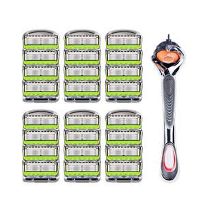 투썬 질레트 퓨전 그린 5중 면도날 저자극 퓨전 프로쉴드 대체 면도날 6팩(24개) + 스윙면도기