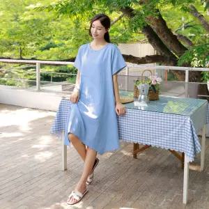 여성 여름 A라인 플레어 빅사이즈 반팔 원피스 40-50대 미시 중년여성 엄마옷