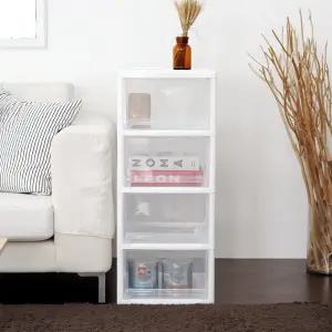 보노하우스 맥스 투명 서랍장 4단 화이트컬러 추가 (바퀴별매)