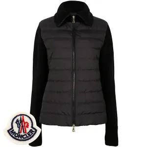 몽클레어 25FW 블랙 울 니트 믹스 구스 다운 집업 자켓 9B00035 M1131 999