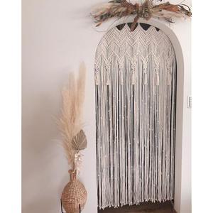 SN 핸디크래프트 고급스러운 마크라메 커튼 벽걸이 수작업 보호 웨딩 배경 주방 커튼, 50인치 Wx75