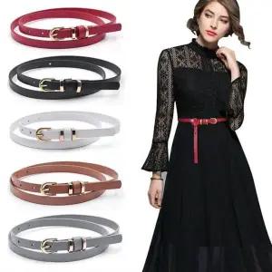 [하프클럽/]여성 원피스 정장 얇은 버클 가죽 슬림 원피스 벨트