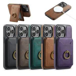 아이폰 17 16 15 14 13 12 프로 맥스 맥세이프 호환 마그네틱 카드 지갑 링 고리 가죽 케이스