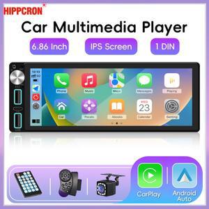 Hippcron 1DIN 자동차 라디오 유선 카플레이/Android 오디오 6.86 인치 IPS 스크린 Bluetooth 5.0 USB/Type