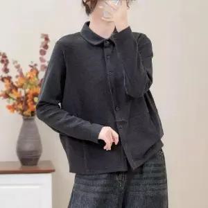 깜도리 여자 키작녀 맨투맨 가을 겨울 긴팔 기모 슬림핏 스판 카디건 면 꾹4