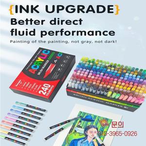 GuangNa 240 색상 직접 액체 마커 펜 세트 DIY 손으로 그린 페인트 아트 박스형 또는 휴대용 보관 가방 GN.