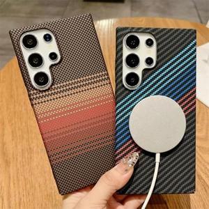 울트라 씬 매트 카본 파이버 텍스처 마그네틱 맥세이프 케이스 삼성 S25 S24 S23 S22 노트 10 플러스 20 울