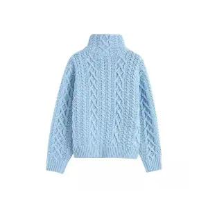 EAMT 여자 겨울 가디건 캐시미어 울 혼방 솔리드 집업 니트 카디건 가을 겨 차이나 톱 EUNG4