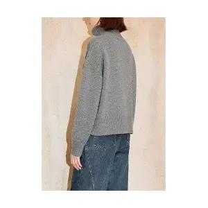 EAMT 여자 겨울 가디건 가을 양두 집업 울 니트 카디건 하이넥 긴팔 슬림핏 상의 EUNG4