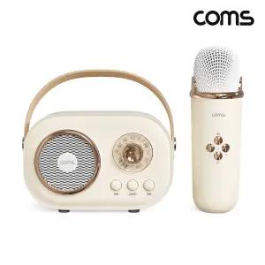 Coms 미니 노래방 블루투스 스피커 마이크 휴대용 캠핑용 고급 행사 용품 대용량