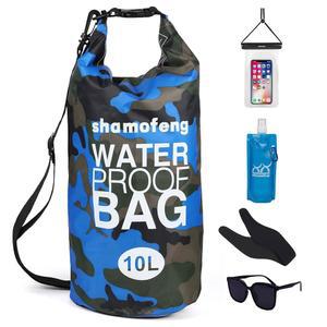 샤모펑 방수 드라이 백팩 5L /10L /15L /20L /30L 롤탑 스토리지 백팩, 휴대폰 케이스, 접이식 물병, 선글라스, 카약 보트 수영 낚시 캠핑용 이어밴드, 블루 | 방수, 롤탑, 5-30L, 콤보, w /폰 카약, 보트용