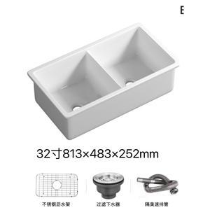 도자기 싱크볼 도기 개수대 정반면 손잡이 크롬색 하부장 탑볼 세면대 2구 21인치
