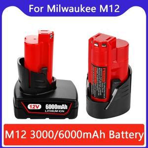 밀워키 M12 XC 무선 도구용 12V 배터리 3Ah 6Ah 충전식 48-11-2402 MIL-12A-LI