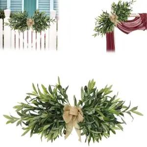 PandaXun 24 플로럴 스웨그 인공 올리브 꽃 스웨그와 활 봄 녹색 잎 과일을 사용한 가정용 웨딩 월 도어