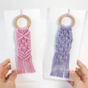 맘아트 DIY 실공예 마크라메 걸이 2개 만들기 키트 핑크 라일락 노인 요양원 공예