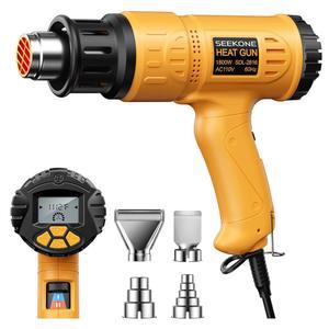 히트건, SEKONE 1800W 핫 에어건 키트, 대형 디지털 LCD 디스플레이 가변 온도(122 F-1112 F) 메모리 설정 및 페인트 제거기/스트 , 홈 개선/복원용 노즐 4개 포함