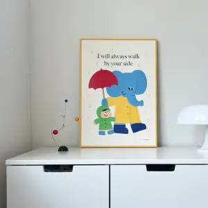 소요플래닛 우산 코끼리 A2포스터액자 알루미늄액자 아이방 아기방 벽꾸미기 일러스트 귀여운 동물 그림