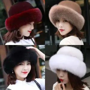 [하프클럽/]여우털모자 겨울 여성 방한 인조모 털모자 벙거지모자