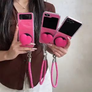 [유니커블]갤럭시z플립 7 6 5 4 예쁜 핑크 하트 마그네틱 맥세이프 호환 그립 거치대 스트랩 케이스 지플립